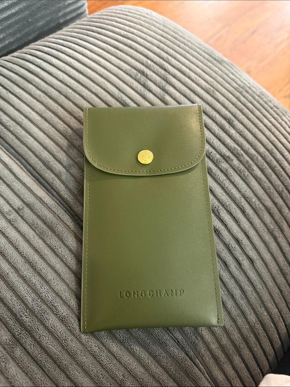 Longchamp Green Leather eyeglass case new!! Case only with cloth New! Authentic